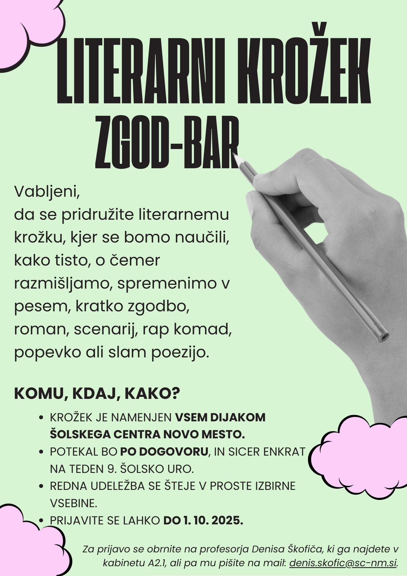 Green Bold Creative Writing Workshop Poster