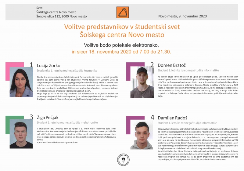 Plakat volitve v študentski svet 2020