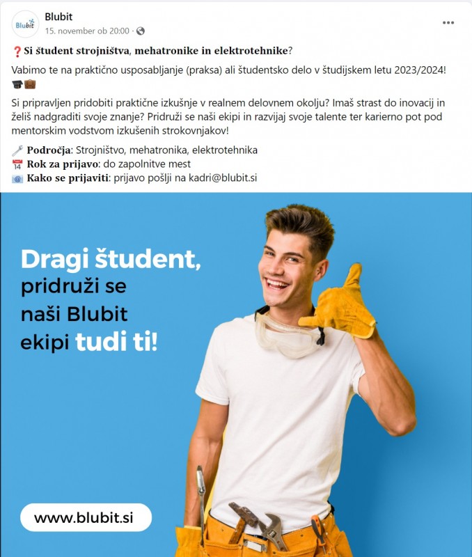 Oglas za študentsko delo