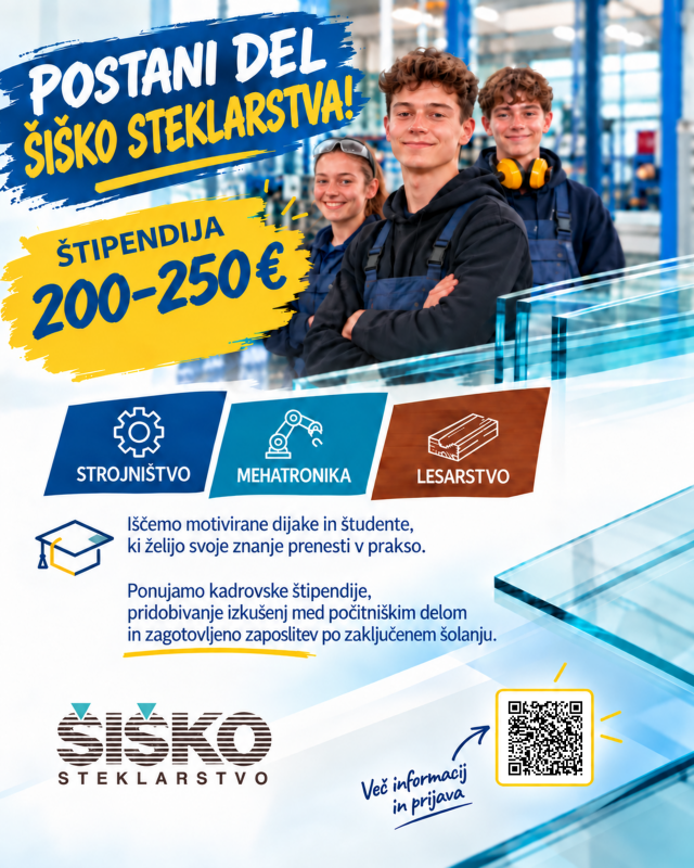 Plakat za dijake in študente Šiško steklarstvo